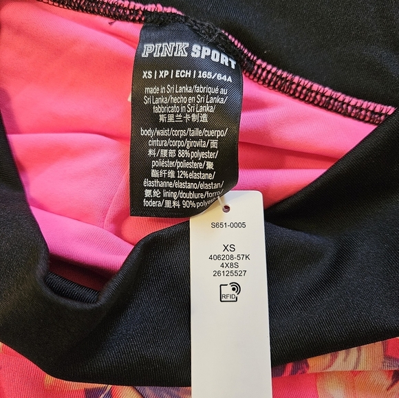 PINK Sport Gym to Swim Ruched Back Shortie, XS, Pink/Black, NWT - Picture 5 of 12
